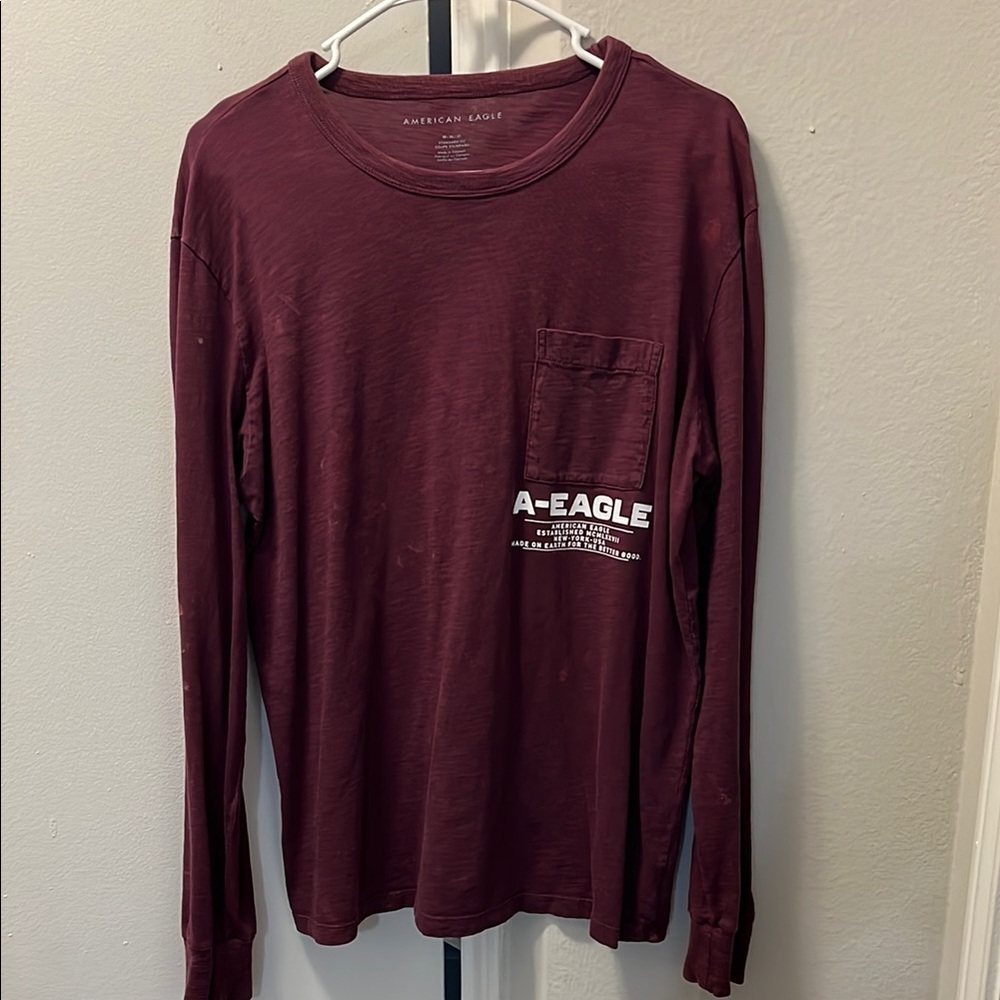 American Eagle Outfitters Red Long Sleeve Tee
